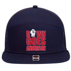 DOWN GOES ANDERSON FUNNY BASEBALL 7 Panel Mesh Trucker Snapback Hat