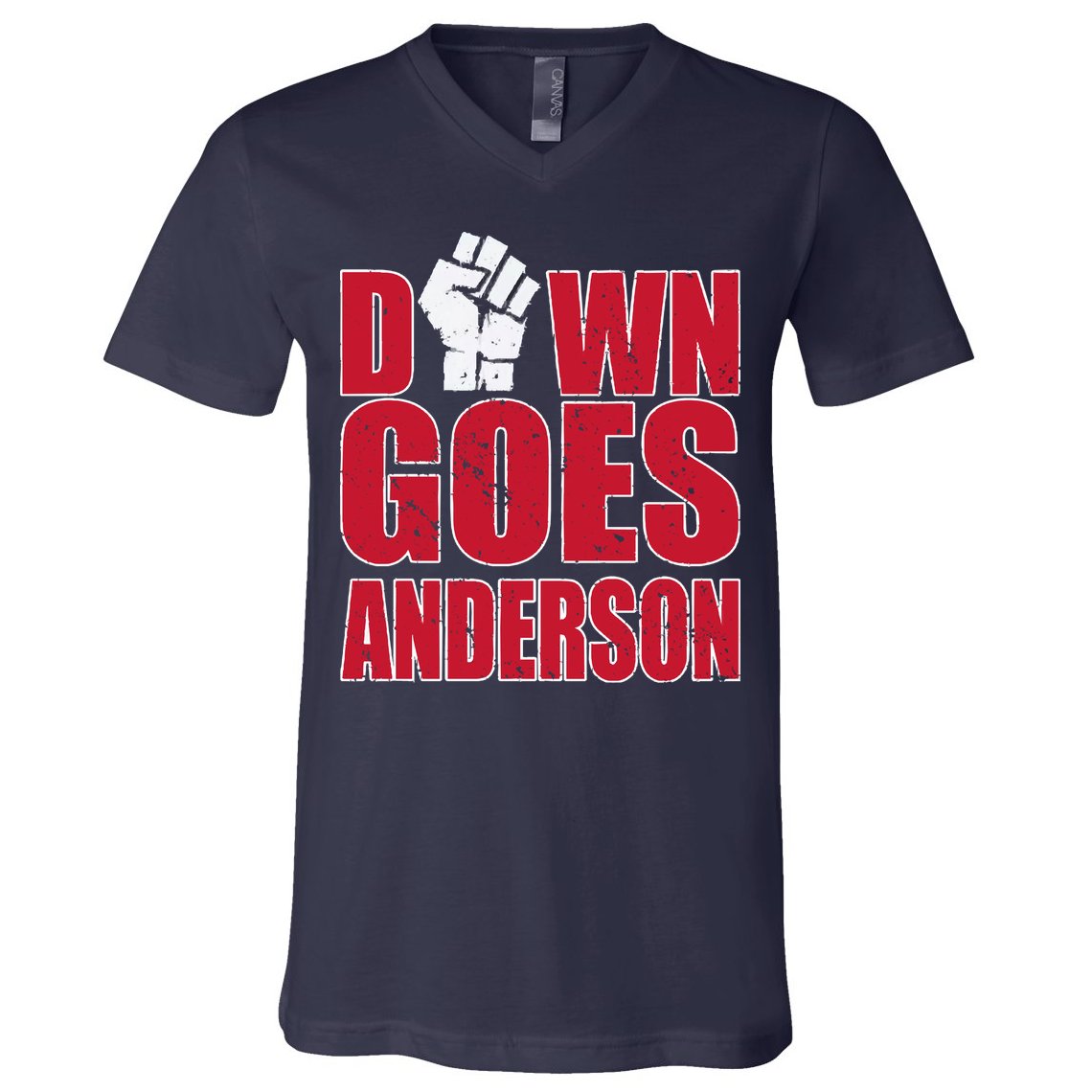 DOWN GOES ANDERSON FUNNY BASEBALL V-Neck T-Shirt