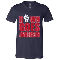 DOWN GOES ANDERSON FUNNY BASEBALL V-Neck T-Shirt