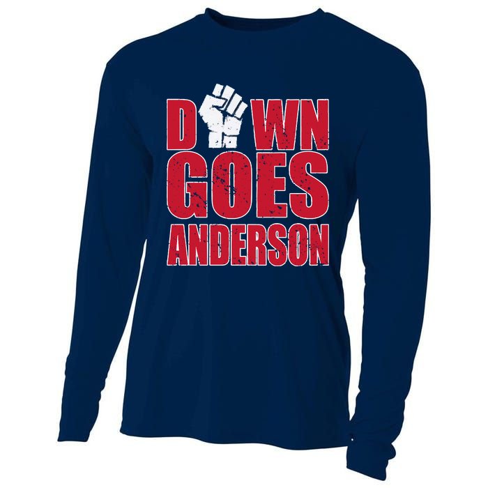 DOWN GOES ANDERSON FUNNY BASEBALL Cooling Performance Long Sleeve Crew