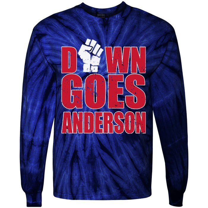 DOWN GOES ANDERSON FUNNY BASEBALL Tie-Dye Long Sleeve Shirt