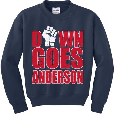 DOWN GOES ANDERSON FUNNY BASEBALL Kids Sweatshirt