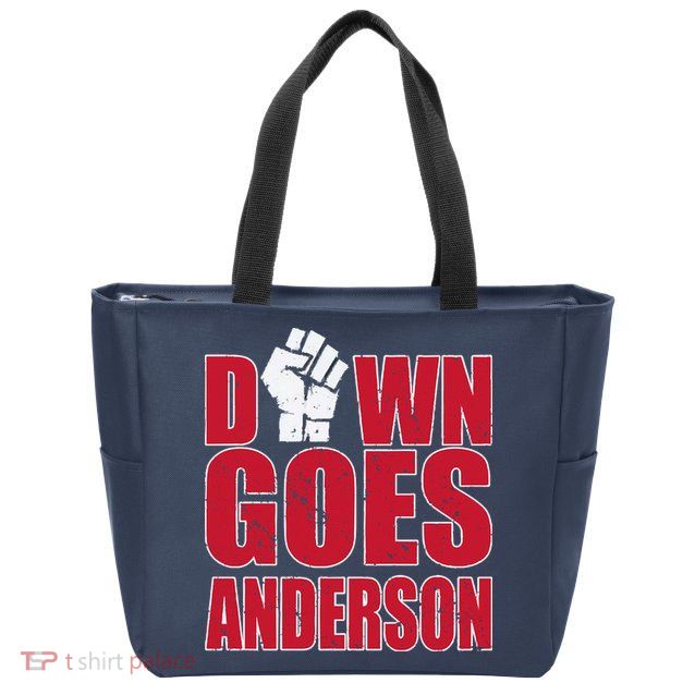 DOWN GOES ANDERSON FUNNY BASEBALL Zip Tote Bag
