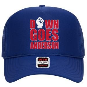 DOWN GOES ANDERSON FUNNY BASEBALL High Crown Mesh Back Trucker Hat