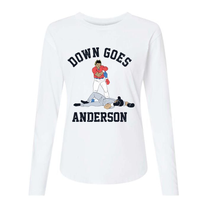 Down Goes Anderson Womens Cotton Relaxed Long Sleeve T-Shirt