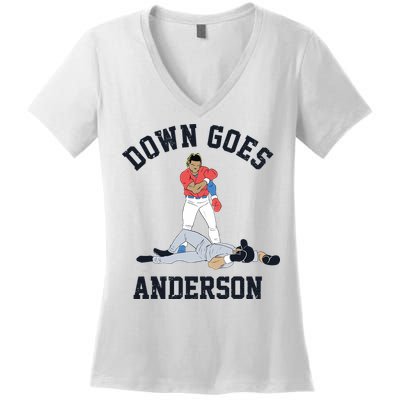 Down Goes Anderson Women's V-Neck T-Shirt