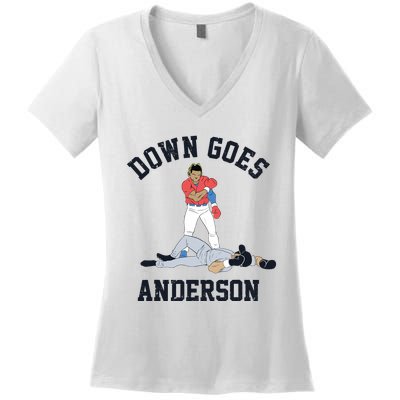 Down Goes Anderson Women's V-Neck T-Shirt