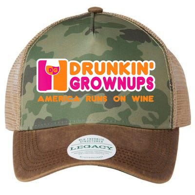 Drunkin' Grownups America Runs On Wine Funny Drinking Quote Legacy Tie Dye Trucker Hat