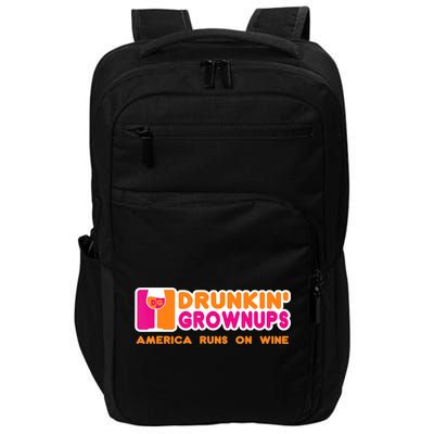 Drunkin' Grownups America Runs On Wine Funny Drinking Quote Impact Tech Backpack
