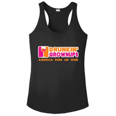 Drunkin' Grownups America Runs On Wine Funny Drinking Quote Ladies PosiCharge Competitor Racerback Tank