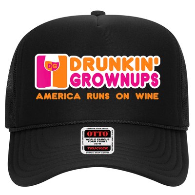 Drunkin' Grownups America Runs On Wine Funny Drinking Quote Trucker Hat