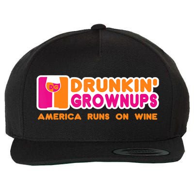 Drunkin' Grownups America Runs On Wine Funny Drinking Quote Wool Snapback Cap