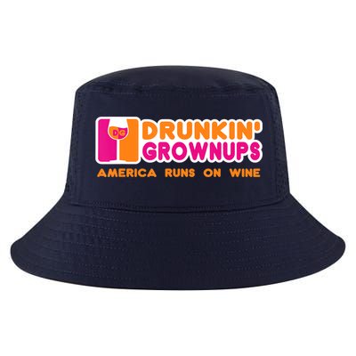 Drunkin' Grownups America Runs On Wine Funny Drinking Quote Cool Comfort Performance Bucket Hat