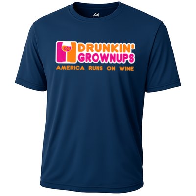 Drunkin' Grownups America Runs On Wine Funny Drinking Quote Performance Shirt