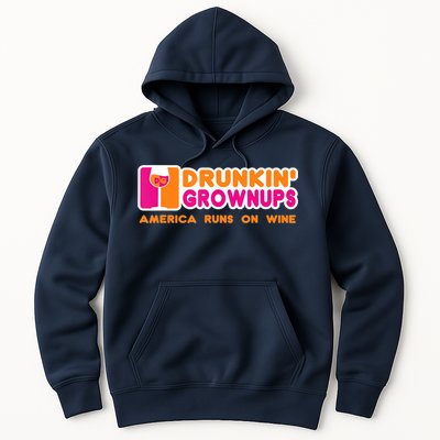 Drunkin' Grownups America Runs On Wine Funny Drinking Quote Hoodie