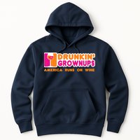 Drunkin' Grownups America Runs On Wine Funny Drinking Quote Hoodie
