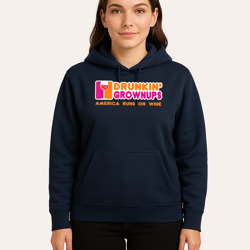 Drunkin' Grownups America Runs On Wine Funny Drinking Quote Hoodie