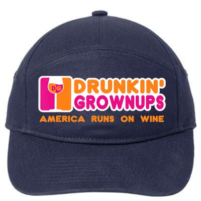 Drunkin' Grownups America Runs On Wine Funny Drinking Quote 7-Panel Snapback Hat