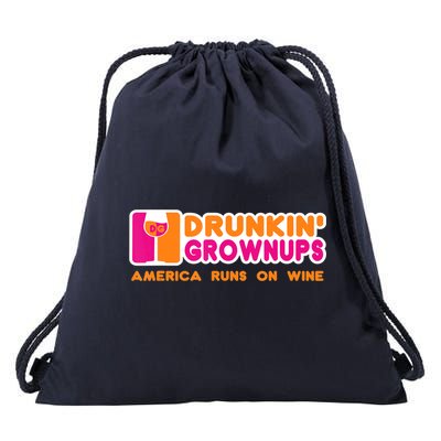 Drunkin' Grownups America Runs On Wine Funny Drinking Quote Drawstring Bag
