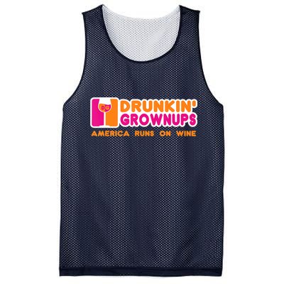 Drunkin' Grownups America Runs On Wine Funny Drinking Quote Mesh Reversible Basketball Jersey Tank