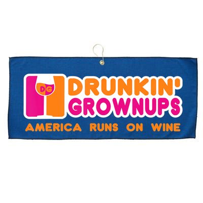 Drunkin' Grownups America Runs On Wine Funny Drinking Quote Large Microfiber Waffle Golf Towel