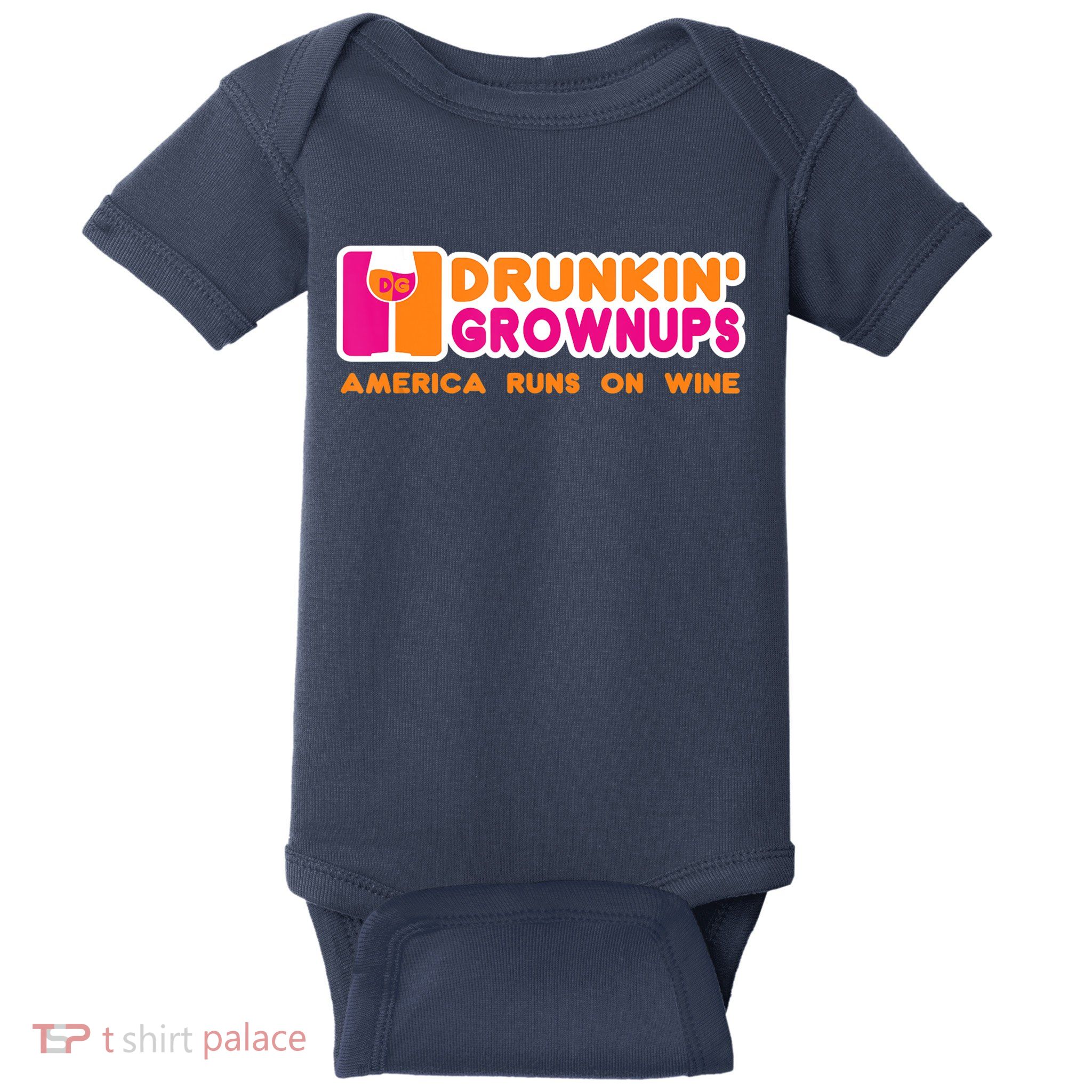 Drunkin' Grownups America Runs On Wine Funny Drinking Quote Baby Bodysuit