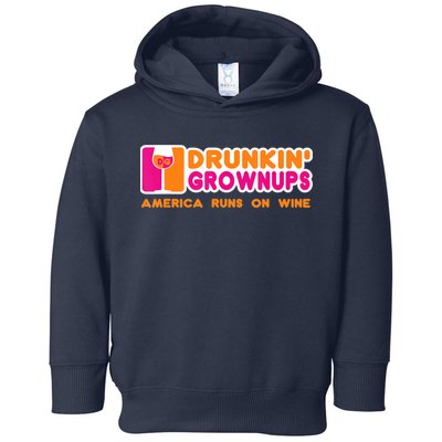 Drunkin' Grownups America Runs On Wine Funny Drinking Quote Toddler Hoodie