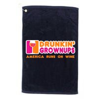 Drunkin' Grownups America Runs On Wine Funny Drinking Quote Golf Towel