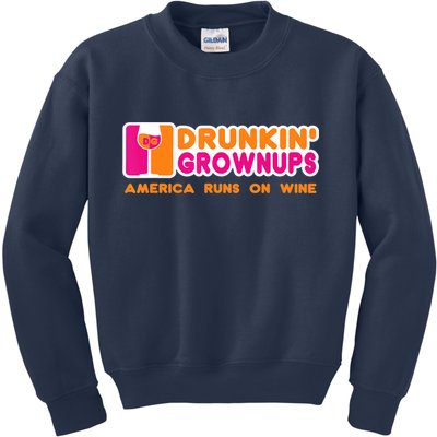 Drunkin' Grownups America Runs On Wine Funny Drinking Quote Kids Sweatshirt