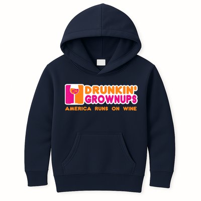 Drunkin' Grownups America Runs On Wine Funny Drinking Quote Kids Hoodie