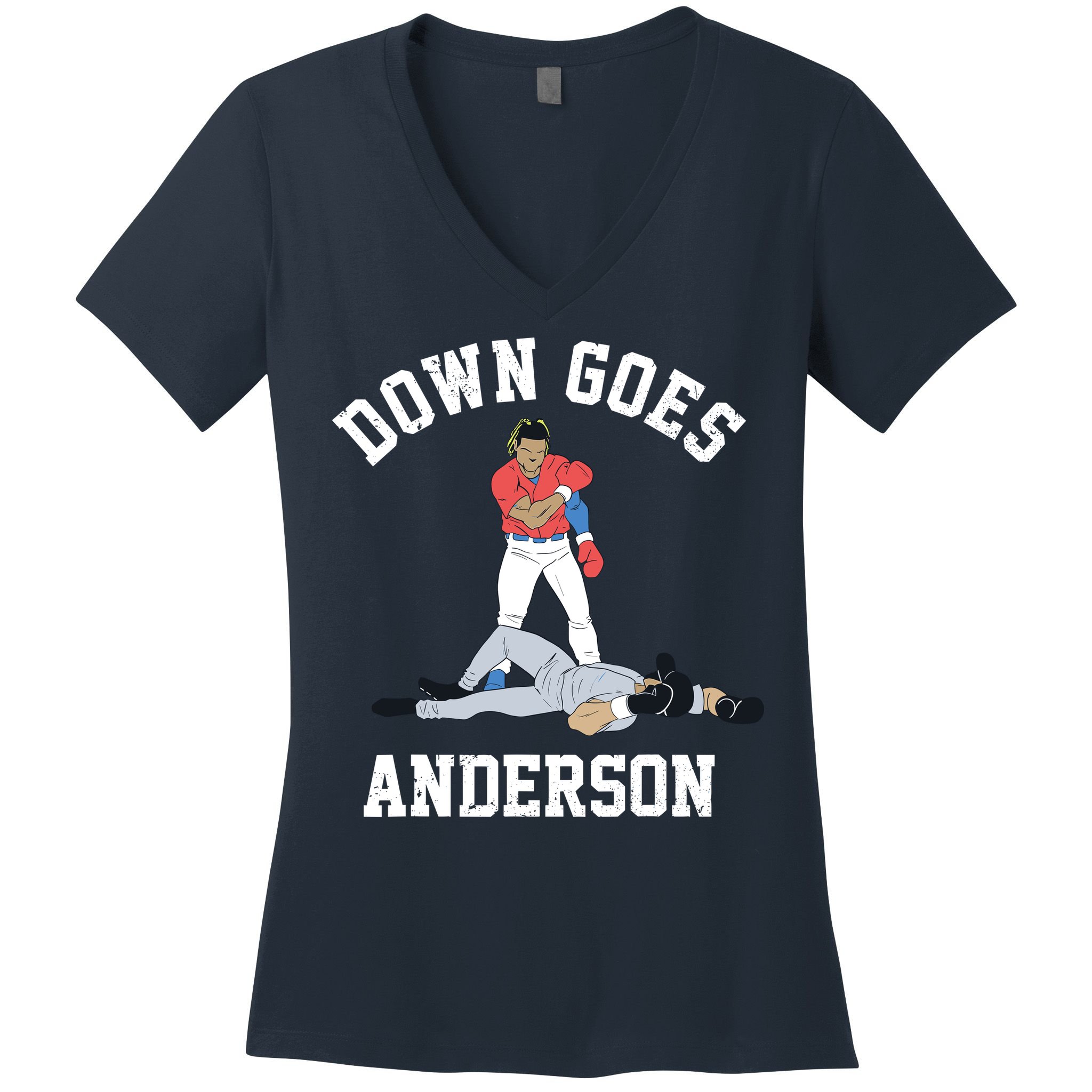 Down Goes Anderson Women's V-Neck T-Shirt
