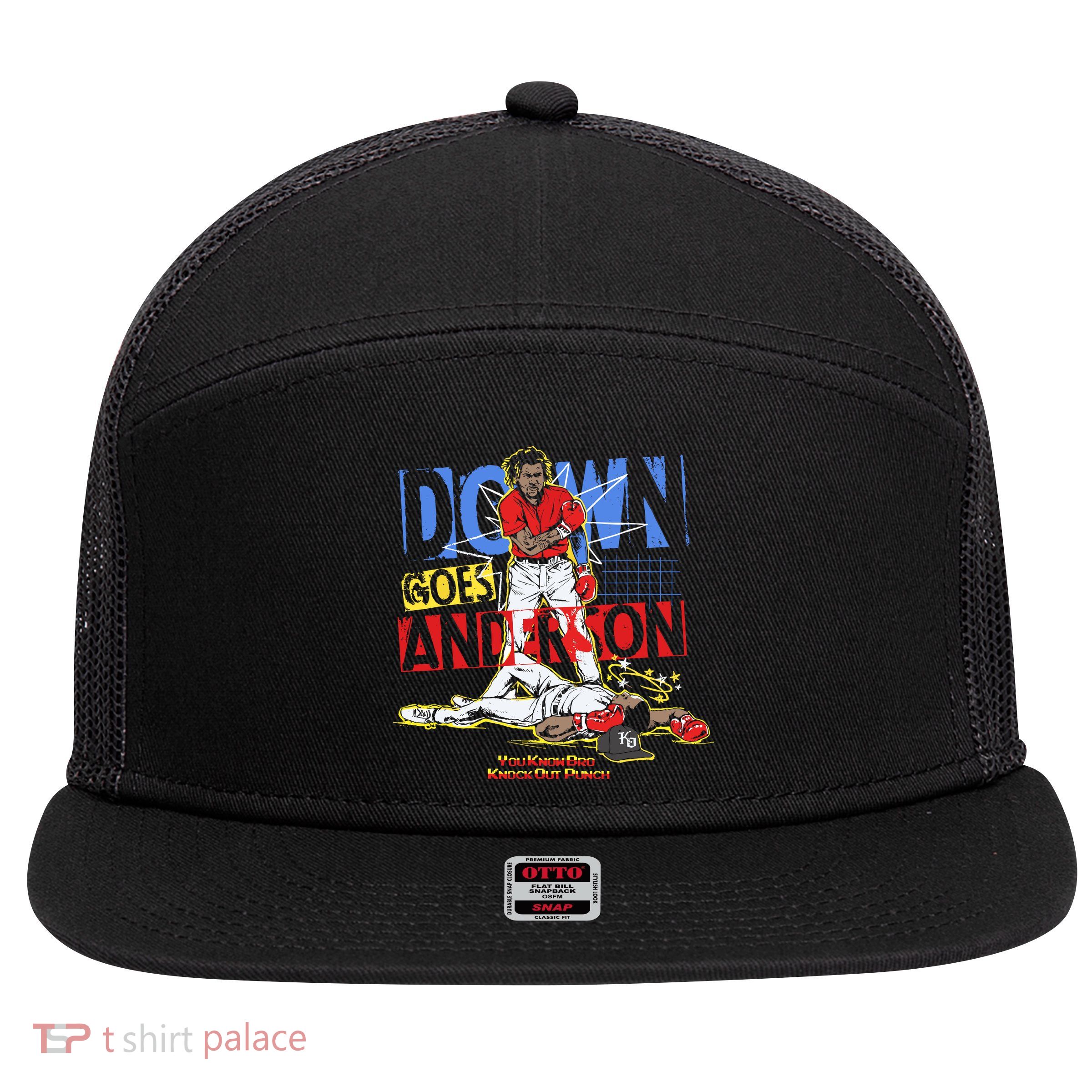 Down Goes Anderson 7 Panel Mesh Trucker Snapback Hat
