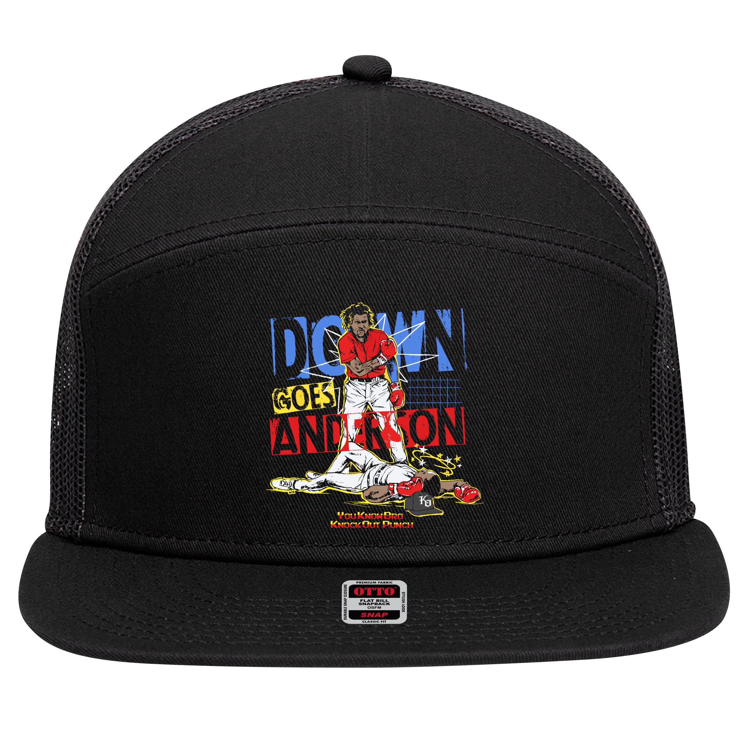 Down Goes Anderson 7 Panel Mesh Trucker Snapback Hat
