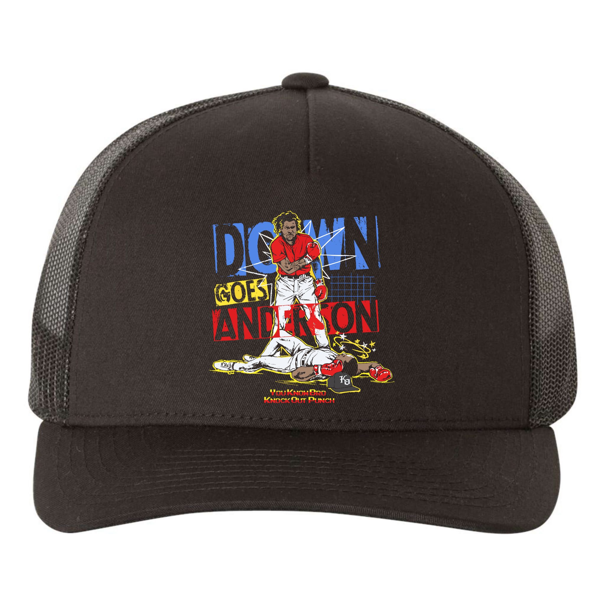 Down Goes Anderson Yupoong Adult 5-Panel Trucker Hat
