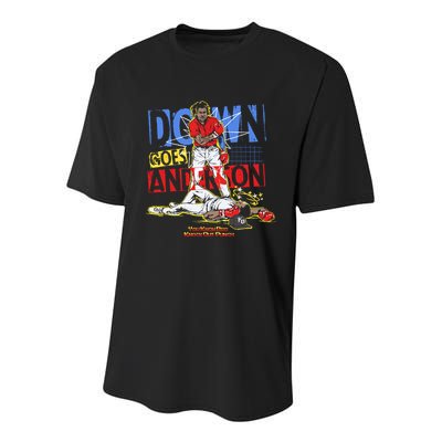 Down Goes Anderson Youth Performance Sprint T-Shirt