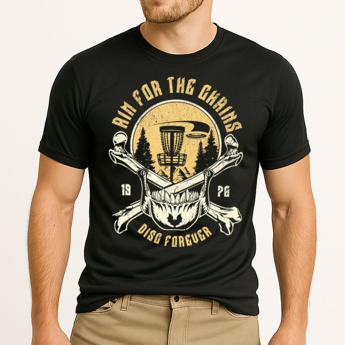 Disc Golf Aim For The Chains Skull Cooling Performance Crew T-Shirt