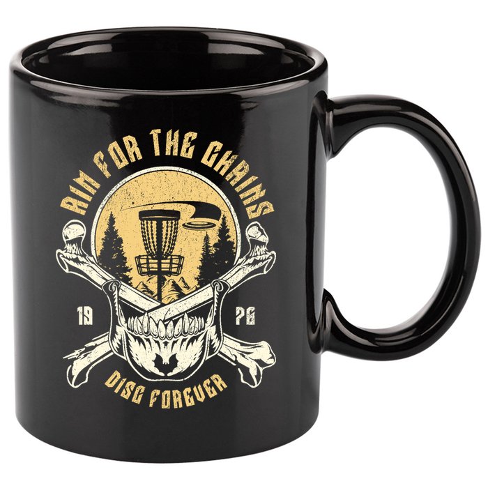 Disc Golf Aim For The Chains Skull 11oz C Handle Ceramic Mug