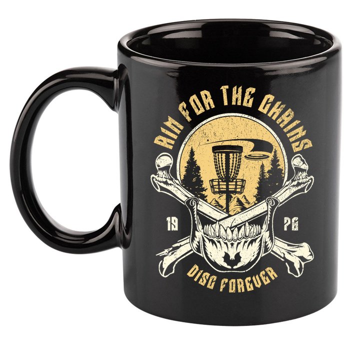 Disc Golf Aim For The Chains Skull 11oz C Handle Ceramic Mug