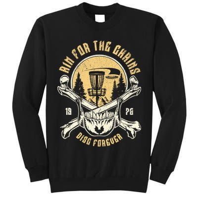 Disc Golf Aim For The Chains Skull Tall Sweatshirt