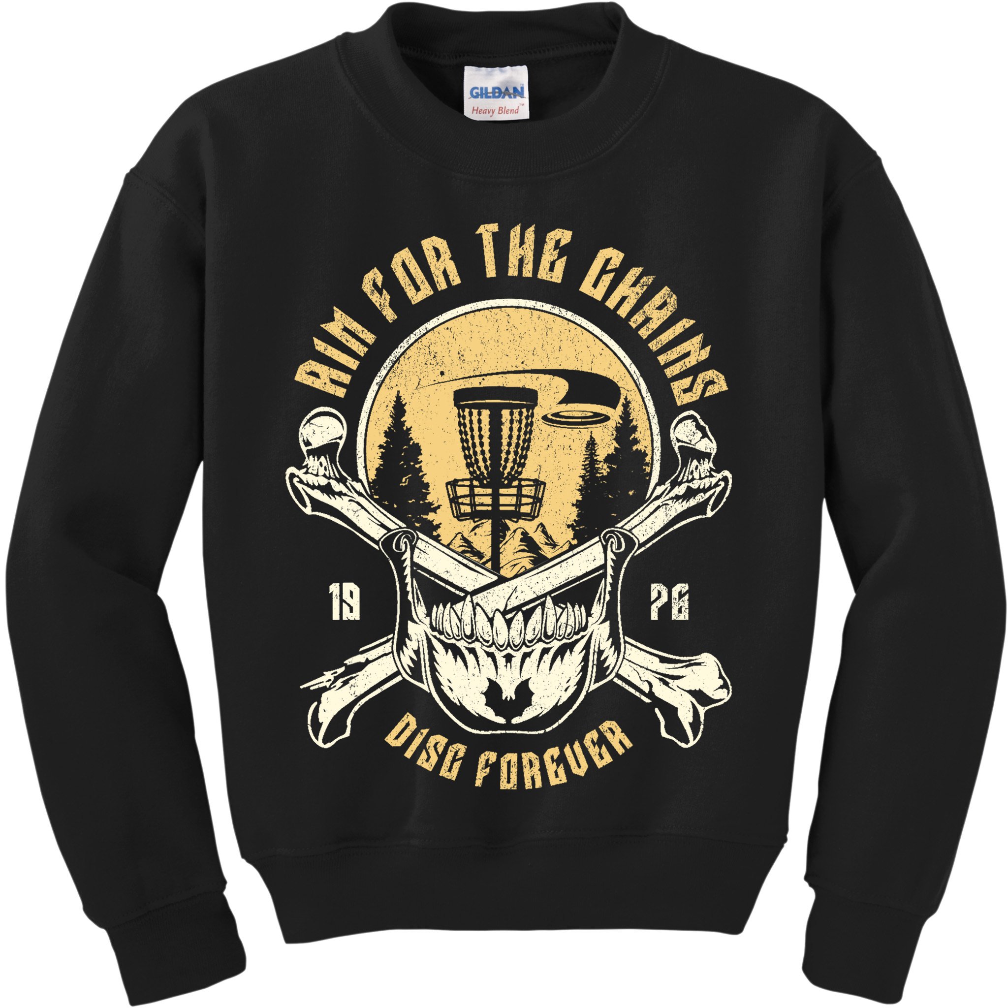 Disc Golf Aim For The Chains Skull Kids Sweatshirt