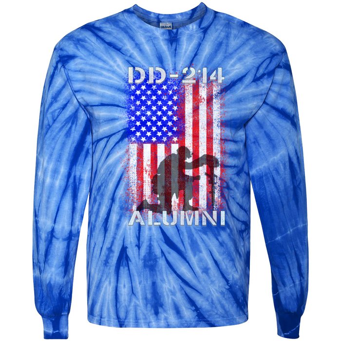 Ddcool Gift214 Alumni Military Veteran Vintage American Usa Flag Gift Tie-Dye Long Sleeve Shirt