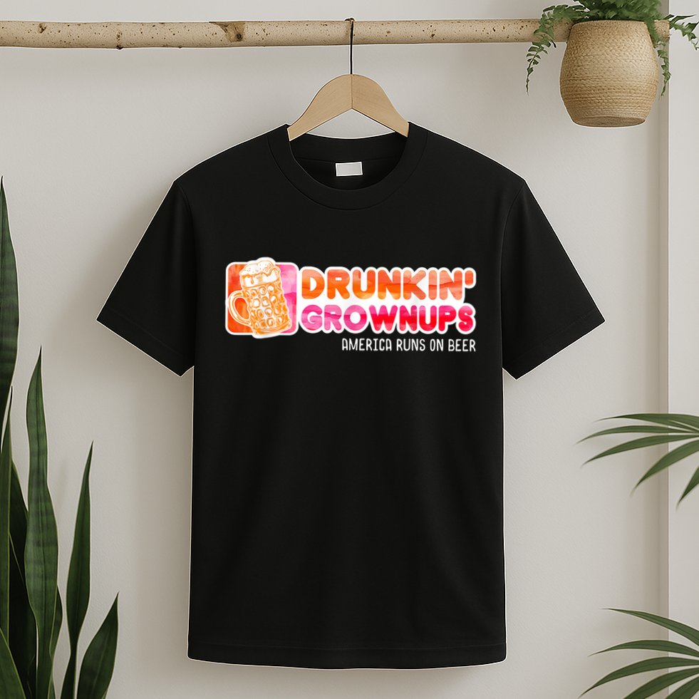 Drunken Grownups American Dad Run On Beer Funny T-Shirt