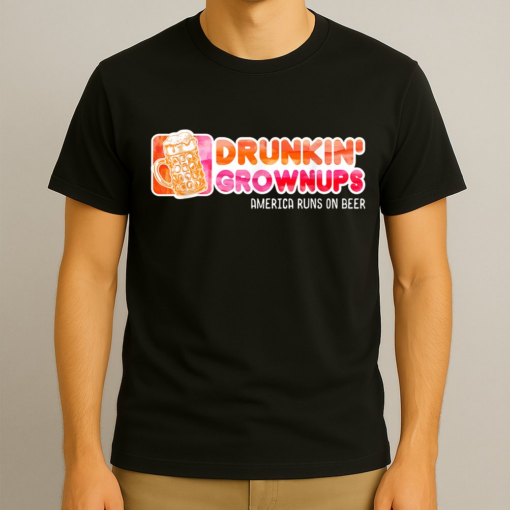 Drunken Grownups American Dad Run On Beer Funny T-Shirt
