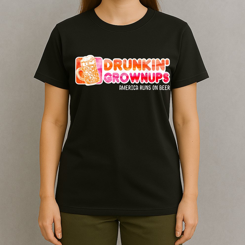 Drunken Grownups American Dad Run On Beer Funny T-Shirt