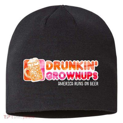 Drunken Grownups American Dad Run On Beer Funny Sustainable Beanie