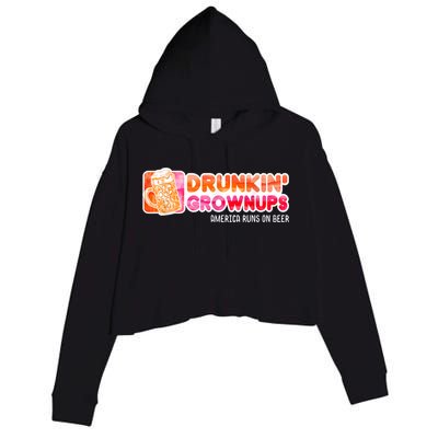 Drunken Grownups American Dad Run On Beer Funny Crop Fleece Hoodie