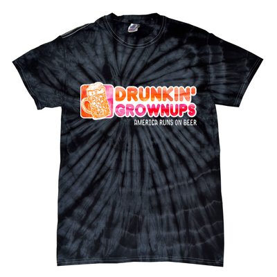 Drunken Grownups American Dad Run On Beer Funny Tie-Dye T-Shirt