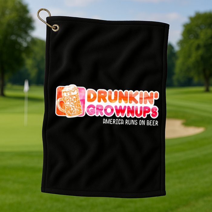 Drunken Grownups American Dad Run On Beer Funny Golf Towel