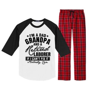 Dad Grandpa And A Retired Laborer Funny Xmas/Fathers Day Gift Raglan Sleeve Pajama Set