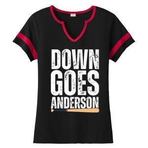 Down Goes Anderson Funny Baseball Ladies Halftime Notch Neck Tee